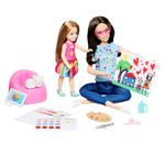 Barbie Art Therapy Playset with Therapist Doll, Small Doll with Rotating Emoji Shirt & Accessories Including Pet, Art-Themed Pieces, Stickers & More