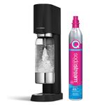 SodaStream ENSO Sparkling Water Maker, Premium Metallic Finish Soda Maker, Quick Connect CO2 System, 1 60L Gas Cylinder and 1 Dishwasher Safe BPA Free Bottle, Fizzy Water at Home, Black