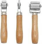 Car Sound Deadening Roller WorthPlanet 3Pcs Auto Noise Roller Car Sound Deadener Roller Metal Installation Tool with Wood Handle for Rolling Wheel Interior Accessories W120036