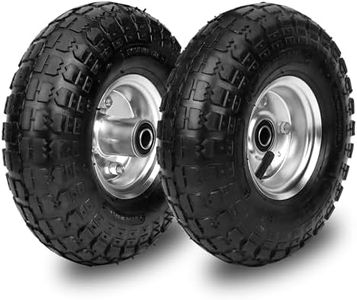 Cenipar 4.10/3.50-4" Tire Wheels with 10" Inner Tube, 10" Pneumatic Tire Replacement Wheels with 5/8" Axle Borehole, 2.1" Offset Hub for Wagon Wheelbarrow Garden Cart and Trolleys, 2-Pack