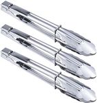 HINMAY Stainless Steel Serving Tongs Metal Cooking Tongs with Scalloped Gripping Edge Kitchen Tongs (9-Inch 3 Pieces)