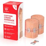 MY ARMOR Cotton Crepe Bandage for Wound, 6cm X 4mt, Pain Relief Garam Patti for Hand, Leg, Wrist, Knee, Ankle, Thigh etc. for Injury & Muscle Compression, Pack of 2