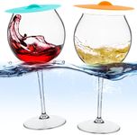 Floating Wine Glasses for Pool with Cup Lids | Set of 2 | Shatterproof Poolside Wine Glasses | Floating Cup | Pool Tub Summer Party Camping | BPA-free | Outdoor Tritan Plastic Wine Glasses (18 oz)