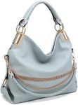 Dasein Purses for Women Vegan Leather Handbags Rhinestones Hobo Bags Tote Purse Shoulder Bag Ladies Handbag (Light Blue)