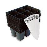 Seedling Starter Trays, 144 Cells (24 Trays - 6 Cells Per Tray) + THCity Stakes