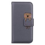 Annuo Wallet Case for iphone 5/5S/SE 2016 Leather Case Shockproof TPU Magnetic Kickstand Slim Bear Flip Phone Case for iphone 5/5S/SE 2016 Wallet Case with Card Holder Strap Gray