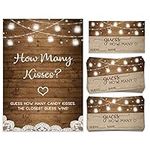 How Many Kisses | Candy Jar Guessing Game | 50 Cards and Matching Sign | Bridal Shower Activity and Game