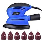 Electric Detail Sander Orbital Sander Palm Sander Mouse Sander 130W 12000RPM w/Dust Collection Box & Sanding Papers for Removing Paint, Preparing Furniture, Polishing, Sanding Down & Finishing Wood