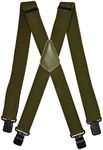 Olata Men’s Braces/Suspenders for Trousers with Extra Wide Straps, X-Shape Design and Black Clips - 4cm. Olive Green