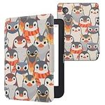 kwmobile Case Compatible with Kobo Clara 2E / Tolino Shine 4 Case - eReader Cover - Penguins Grey/Yellow/Brown