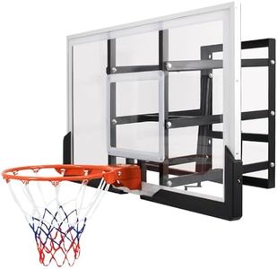 54" Wall Mounted Adjustable Basketball Hoop with Shatterproof Backboard and Heavy-Duty Rim, Ideal for Gyms Garages and Schools, Suitable for Outdoor and Indoor Use