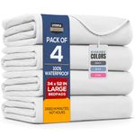 Utopia Bedding (Pack of 4) Waterproof Incontinence Pads Quilted Washable & Absorbent Bed Pad for Adults and Kids 34 x 52 inches (White)
