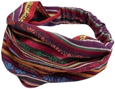 OYOANGLE Women's Boho Tribal Print Wide Headband Elastic Hair Bandana Non Slip Head Wraps Workout Hair Accessories Burgundy One-Size