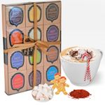 Hot Chocolate Gift Set | 12 Days of Christmas Cocoa Flavours Luxury Drinking Chocolate Sachets Mini Gift Boxes Gingerbread Men Biscuits Marshmallows House Christmas Gifts for Couples Women Men Kids