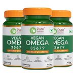 Pure Nutrition Vegan Omega 3-5-6-7-9 |180 Veg Softgels (60 x 3) | Seabuckthorn, Flaxseed, Pomegranate Seed, Borage & Olive - 5 Oils for Heart Health, Good Lipid Profile & Lower Cholesterol Level