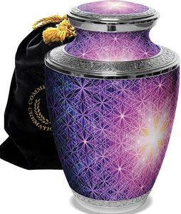 Seed of Life Purple Urns for Human Ashes Adult Female Large, XL or Small Urns for Human Ashes & Cremation Urns for Adult Ashes for Home or Burial Urn (Extra Large, Seed of Life)