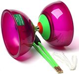 Body Rhythm Five Bearings Chinese Diabolo Yoyo Set with Fiberglass Sticks-Adjustable Strings for All Ages - Best for Fitness and Tricks (Purple)