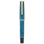 Hongdian N12 Piston Fountain Pen Fine Soft Nib, Teal Blue Acrylic & Classic Streamlined Design with Metal Case Set