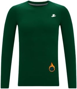 DEVOROPA Youth Boys Compression Thermal Shirts Long Sleeve Undershirt Fleece Baselayer Mock Top Kelly Green M