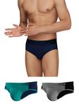 XYXX Men's Underwear Dualist IntelliSoft Antimicrobial Micro Modal Brief Pack of 3 (Black Iris & Black;Navigate & Black Iris;Lime Punch & Black; M)