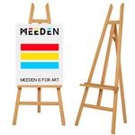 MEEDEN Large Adjustable Wooden Easel, Art Easel Stand for Painting Canvas, Holds Canvas up to 90", Beech Wood Floor Easel for Adults, Heavy Duty Artist Display Easel Holds 33 lbs for Drawing, Signs