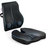 FOVERA Back Support for Chair & Coccyx Seat Cushion for Tailbone - Orthopedic Cool Gel Memory Foam Sitting Cushion Combo - Relieves Back, Sciatica & Hip Pain - for Office & Home Chair (Mesh Black)