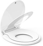 Round Toilet Seat with Built in Potty Training Seat, Potty Training Toilet Seat for Toddlers, Magnetic Kids Seat and Cover, Slow Close and Never Loosen, Fits both Adult and Child, White Round