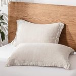 King Linens 100% Belgian Linen Pillow Shams Stone Washed Solid Color Basic