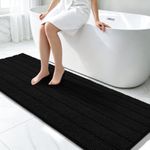 Bcoimo Long Bathroom Rug, Chenille Bath Runner with High Low Pile Design, Soft Absorbent Non Slip Bath Mat, Machine Washable Quick Dry Rug for Shower, Tub, Sink and Vanity