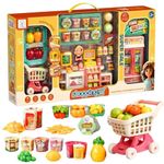 FunBlast Kids Supermarket Shopping Play Set with Trolley & Grocery Accessories | Pretend Play Store Toy, Role Play Toys for 3+ Years Boys & Girls