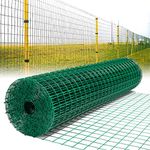 PVC Coated Wire Fencing 90cm X 25m Galvanized Wire Fence Roll Hot Dipped Galvanised Wire Fences 100mm X 75mm Hole Size 2mm Wire Diameter Farm Garden Protective Border Fence Anti-corrosion No Rust Mesh