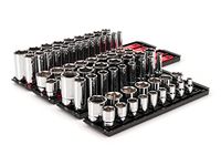 TEKTON 1/2 Inch Drive 6-Point Socket Set with Rails, 78-Piece (3/8-1-5/16 in., 10-32 mm) | SHD92215