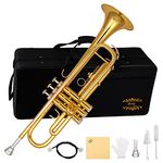 Glory Bb Trumpet - Trumpets for Beginner or Advanced Student with Case, pair of gloves-Gold Laquer