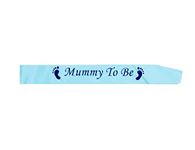 Mummy to Be Sash Blue, Satin Baby Shower Decorations, Gifts for Her, Sash Bundles Daddy - Big Sister - Grandma - Nanny - Auntie to Be Sash, 3 Colours (Pink, Blue, White)