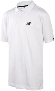 New Balance Boys' Polo T-Shirt - Short Sleeve Dry Fit Shirt for Boys - Performance Collared Golf Shirt (8-20), Size 10-12, White