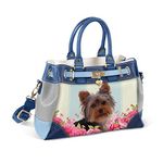 The Bradford Exchange - Yorkie 'Playful Pup' Ladies' Handbag - Tote Style Handcraft Edition, Faux Leather Handbag, With Adjustable and Removable Cross-Body Strap…