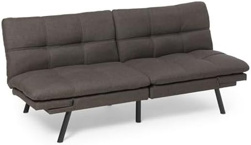 Amazon Basics Futon Sofa Bed, Convertible Memory Foam Sofa Couch Modern Loveseat Sleeper for Small Compact Living Room,Office,Apartment,Dark Grey Linen Fabric