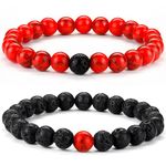 Chriscoco Mens Bracelets 8MM Beaded Bracelets for Men Women Stretch Beads Bracelet Tigers Eye Bracelet Lava Rock Stone Bracelets Matching Bracelets for Couples Natural Stone Beaded Bracelets