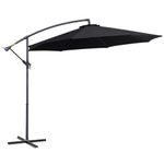 Outsunny Φ10' Deluxe Patio Umbrella Outdoor Market Parasol Banana Hanging Offset Sunshade Crank Cross Base Black