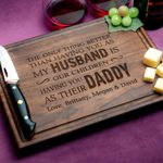 Straga Personalized Cutting Boards | Handmade Wood Engraved Charcuterie | Custom Father's Day Gift for Dad, Husband, Grandpa (Daddy Quote Design No.104)