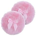 Sibba Large Fluffy Powder Puff, 4 Inch Ultra Soft Washable Reusable Velour Face Body Powder Puff Loose Powder Puffs Wet Dry Makeup Tool (Pink)