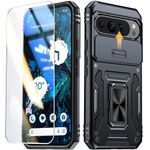 ANTSHARE for Google Pixel 9 Pro XL Case (2024), with [1 * 9H Screen Protector & Slide Camera Protector] 360° Rotatable Kickstand Military Grade Shockproof Case for Pixel 9 Pro XL Phone Case - Black