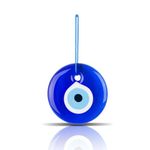 BCS Blue Evil Eye Decor 3.5" Wall Hanging Ornament Glass Handmade Turkish Greek Nazar Amulet Good Luck and Protection Charm for Home, Office, Garden, Door Ojo Turco (in Box)