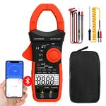 Digital Clamp Meter, TRMS 4000 Counts AC DC Amp Meter,GR-570T-APP Auto Range Tester Meter with Mobile APP Measures AC/DC Voltage and Current/Resistance/Capacitance/Temperature/Continuity/Diodes
