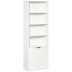 HOMCOM 4-Tier Open Bookshelf with Doors Modern Home Office Bookcase Storage Cabinet for Living Room Bathroom Study, White