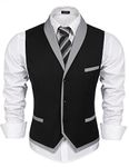 COOFANDY Men's Suit Vest Slim Fit V Neck Dress Waistcoat Business Wedding Vests (Medium, Black)