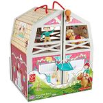 Hape International Pony Club Ranch Carry Toy Horse Stable with Accessories and Pretend Play Activities Playset, 3 Years and Up