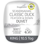 Snuggledown Duck Feather & Down King Size Duvet - 10.5 Tog All Year Round Premium Quilt Ideal for Summer & Winter - Soft Cotton Cover, Hypoallergenic, Machine Washable, Size (225cm x 220cm)