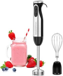 Immersion Hand Blender, 2-in-1 Multi-Purpose Hand Blender, 500W Handheld Blender with Whisk, 20-Speed and Turbo Mode, 304 Stainless Steel Handheld Stick Blender for Smoothies, Puree Baby Food and Soups