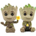 SLOCME Planter Groot Flower Pot - Guardians of The Galaxy Groot for Pen Holder、Desk Ornament、Plants Pot with Drainage Hole (2 Pack)